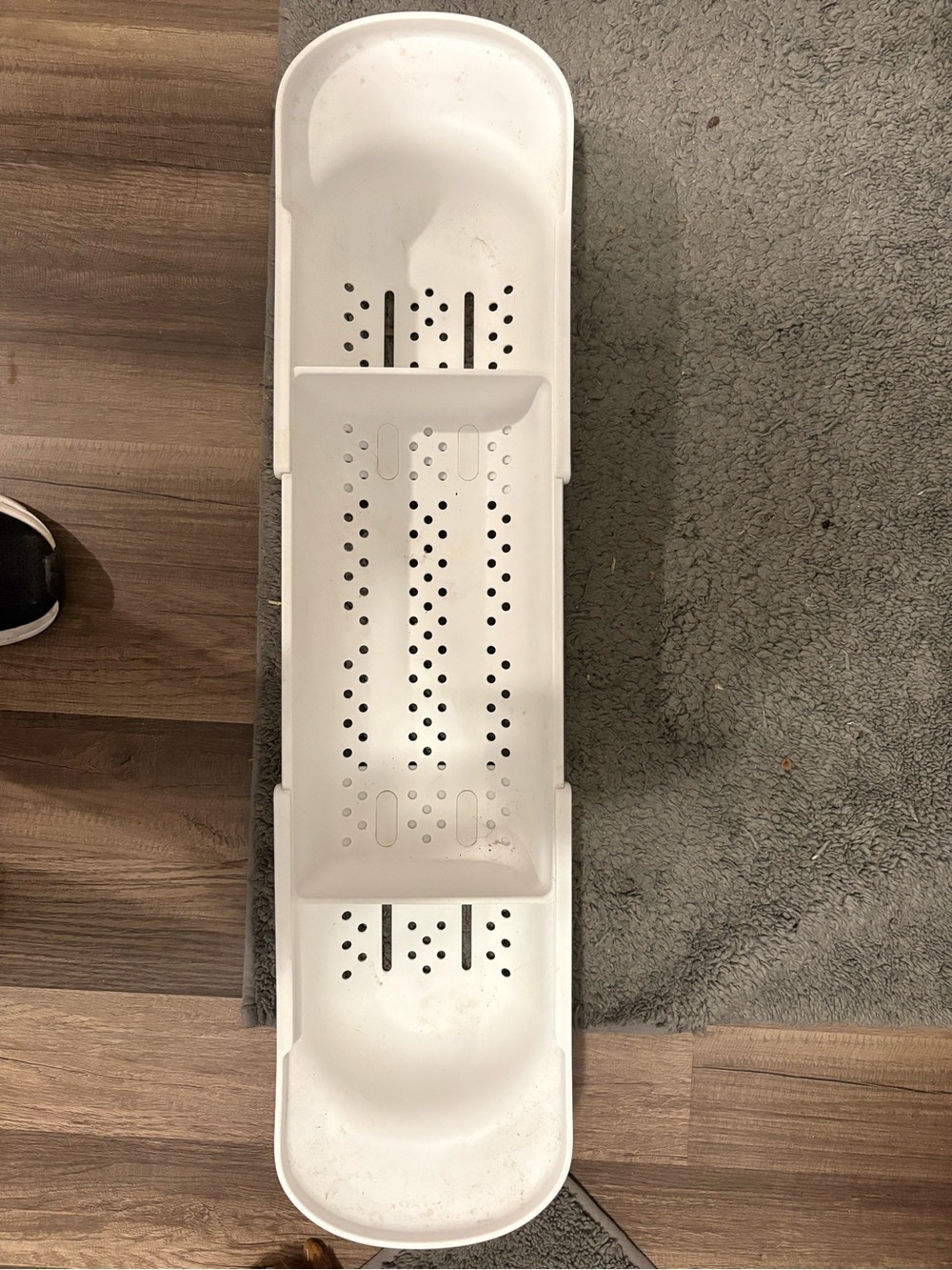 White Perforated Bath Caddy Tub Tray